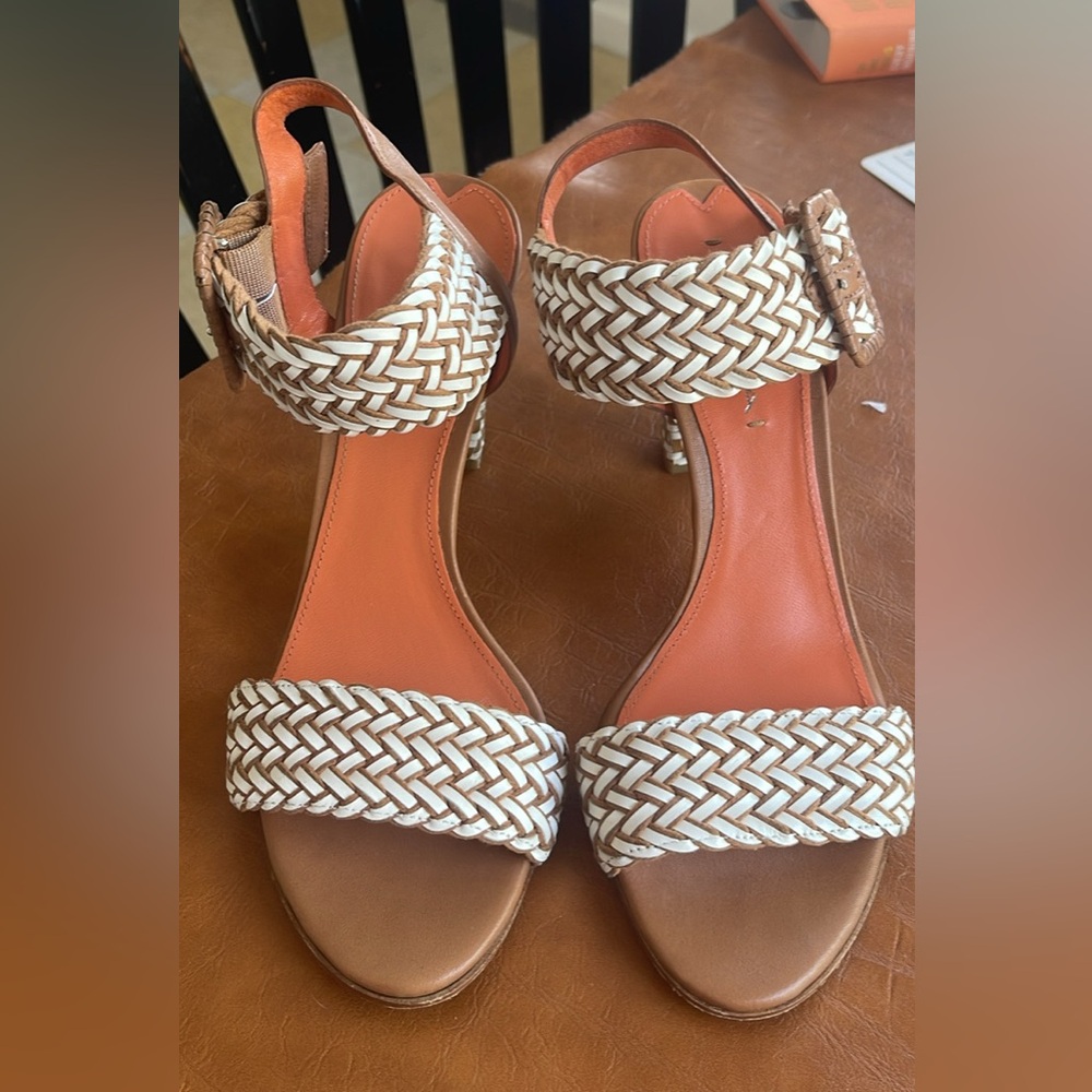 Via Spiga Women's Braided Strap Sandals - Tan and White